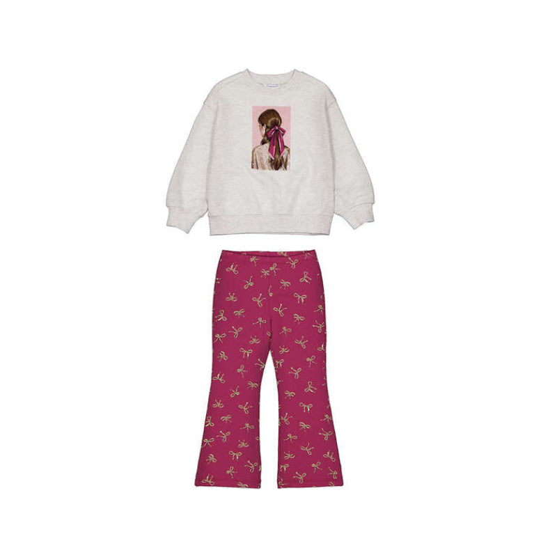Mayoral girls' raspberry pink two piece sweatshirt and jogger set
