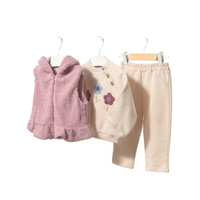 Mayoral girls' tofu cream three piece gilet, sweatshirt and jogger set