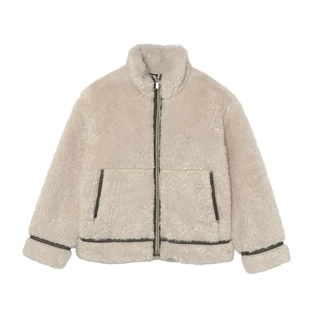 Mayoral girls' almond sheepskin-style coat