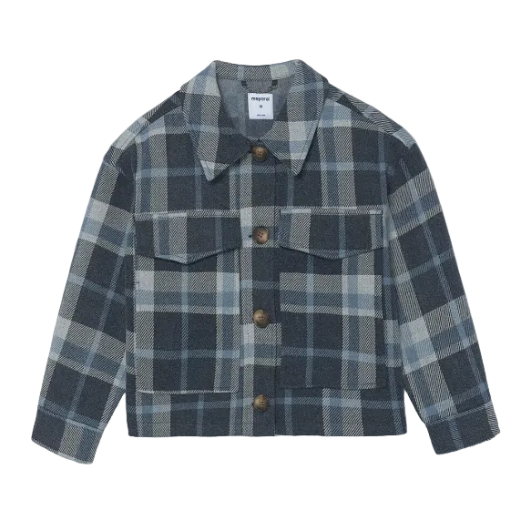 Mayoral girls' ink blue check jacket