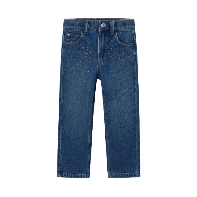 Mayoral girls' mid blue straight leg jeans with embellished detail
