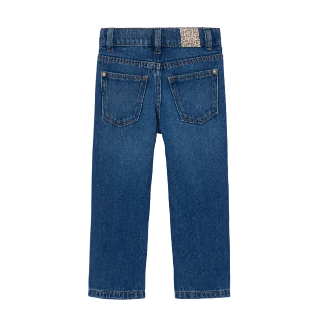Mayoral girls' mid blue straight leg jeans with embellished detail