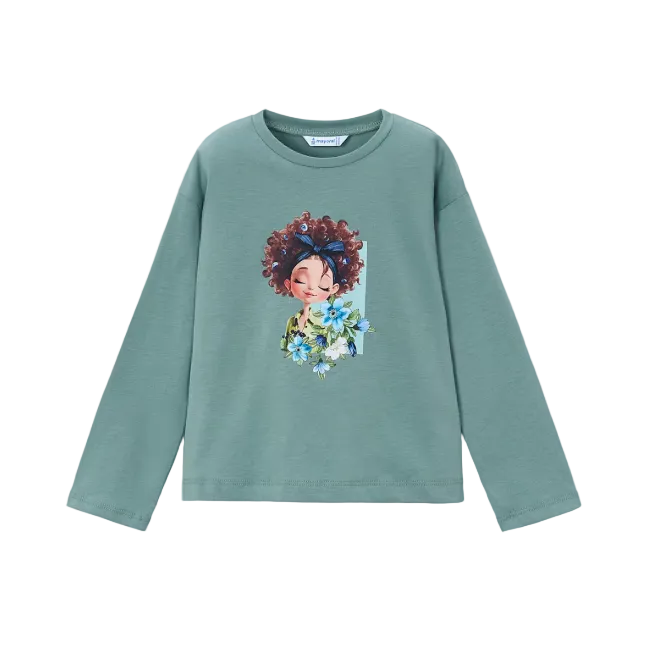 Mayoral girls' bayleaf green long sleeve top
