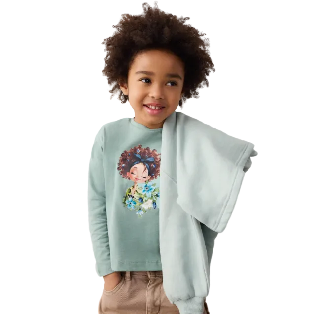 Mayoral girls' bayleaf green long sleeve top