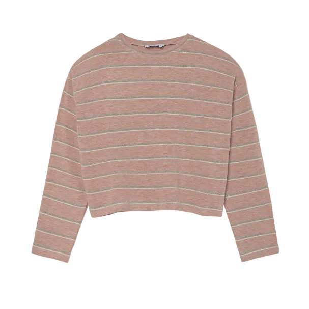 Mayoral girls' blush pink striped long sleeve top
