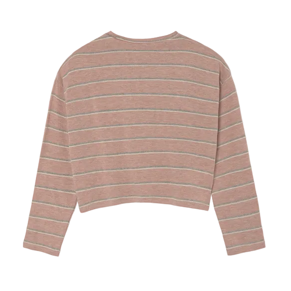 Mayoral girls' blush pink striped long sleeve top