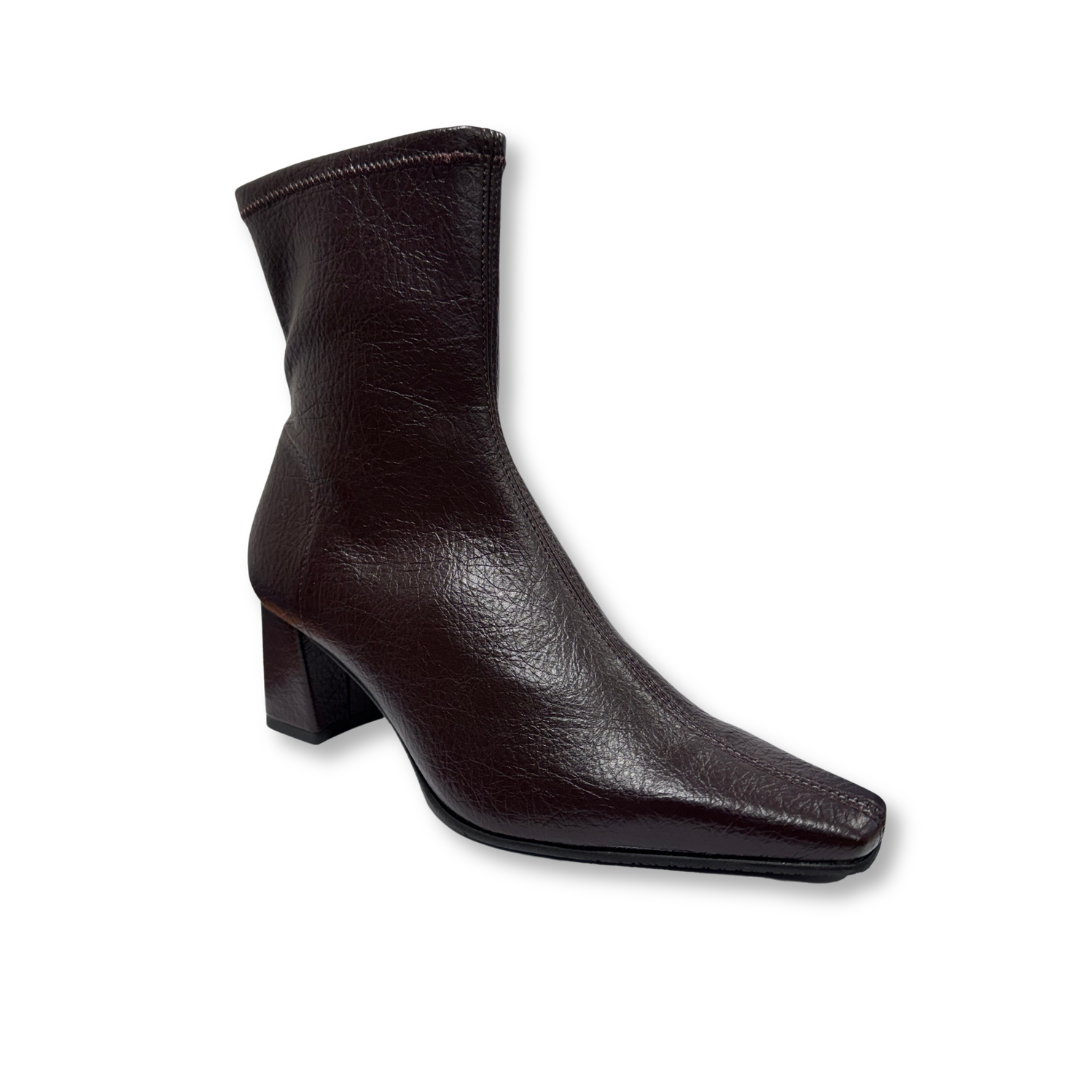 Miss Elastic women's testa brown ankle boot