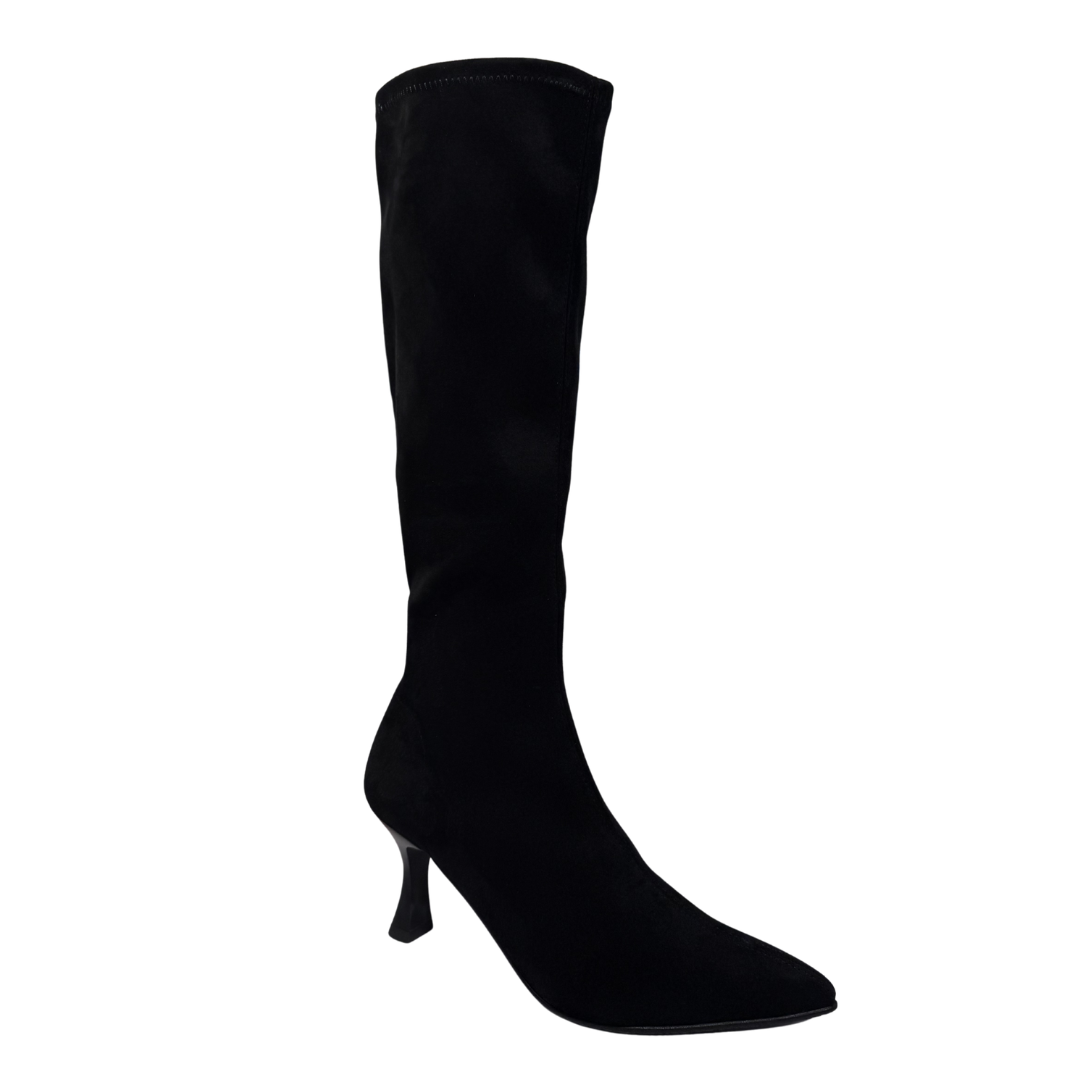 Miss Elastic women's black long leg boot