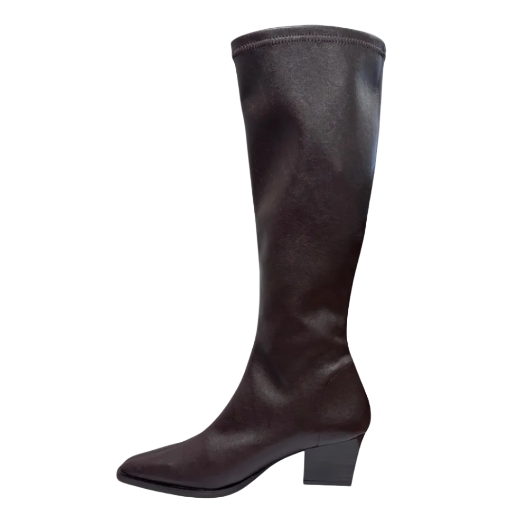 Miss Elastic women's testa brown long leg boot