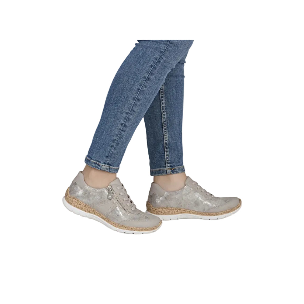 Rieker Womens Trainer N4221 Ice/Rose Metallic
