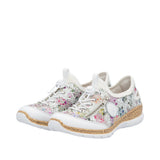 Rieker women's white lace-up trainer
