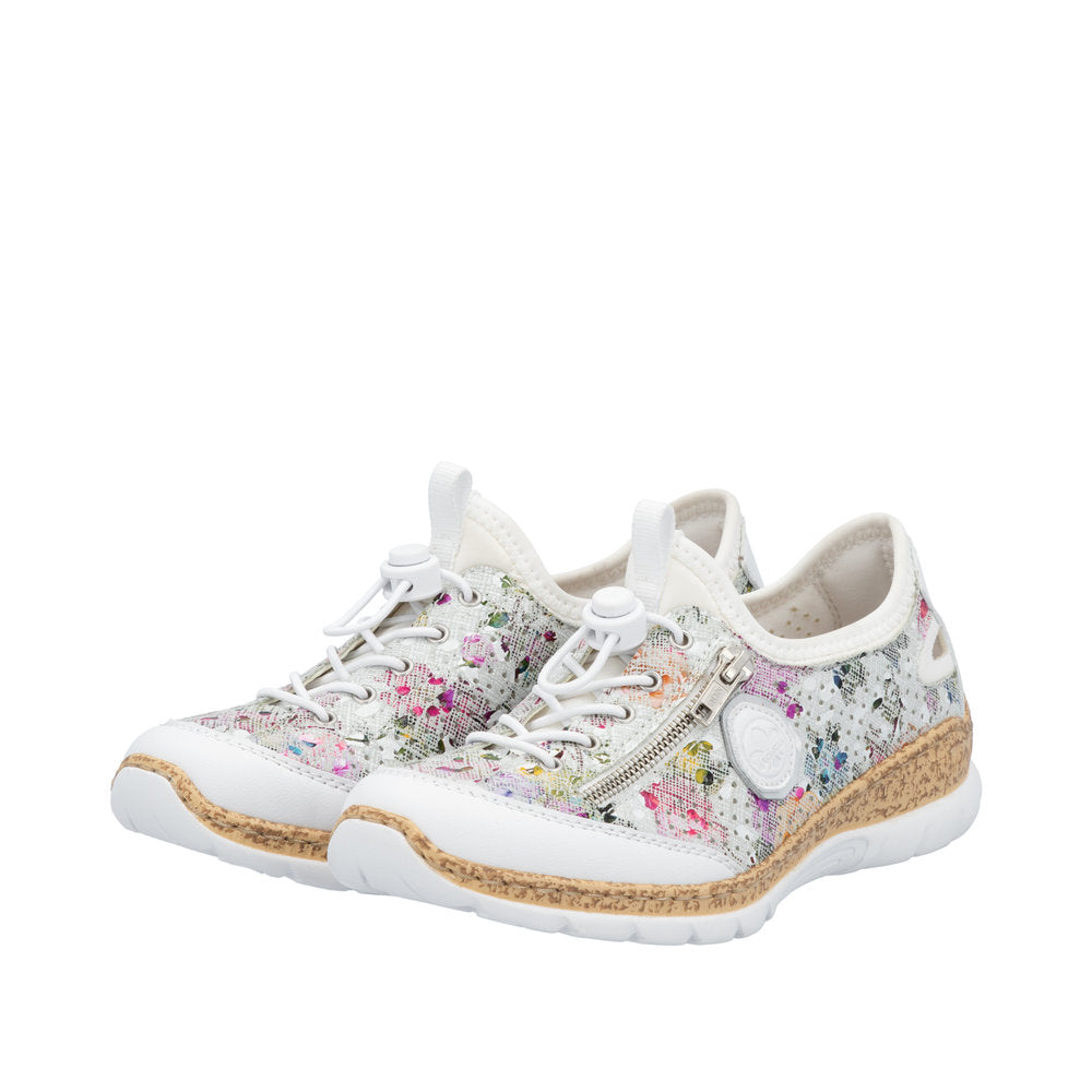 Rieker women's white lace-up trainer
