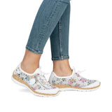 Rieker women's white lace-up trainer