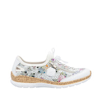 Rieker women's white lace-up trainer