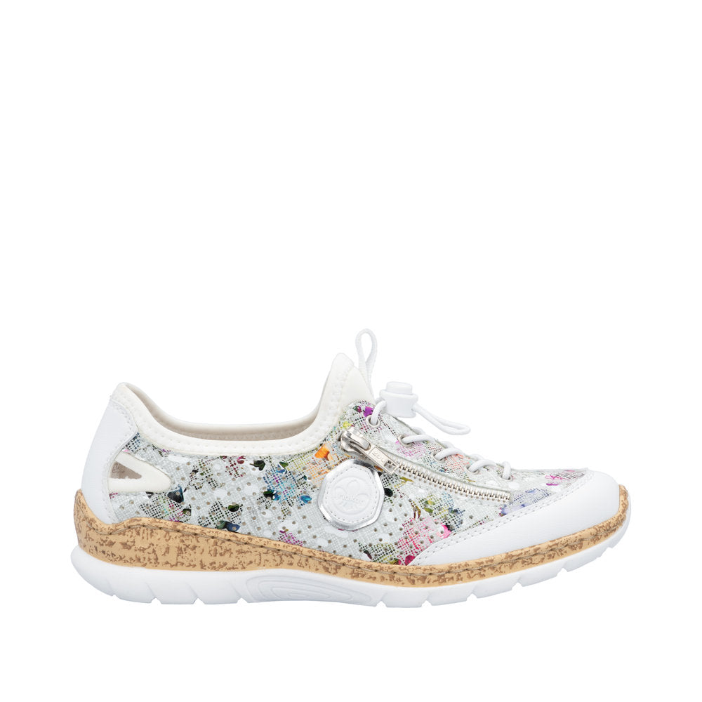 Rieker women's white lace-up trainer