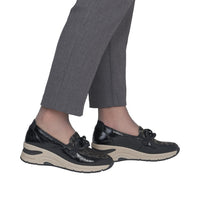 Rieker women's black patent slip-on shoe