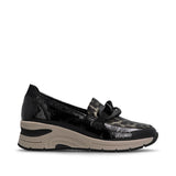 Rieker women's black patent slip-on shoe