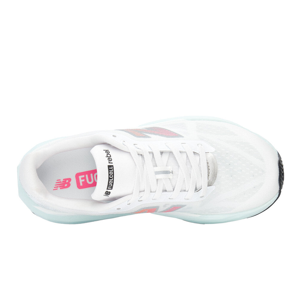 New Balance Womens Trainer Fuelcell Rebel V5 White/Pink Heat