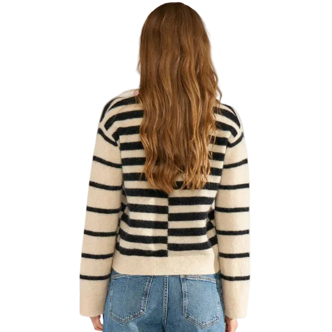Numph NURiette women's caviar black and white striped jumper