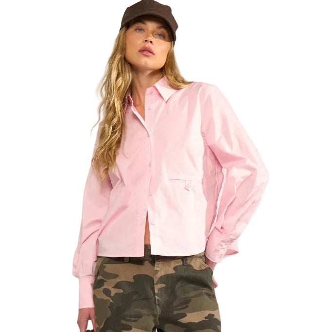 Numph NUAsho women's rosy pink button-through shirt
