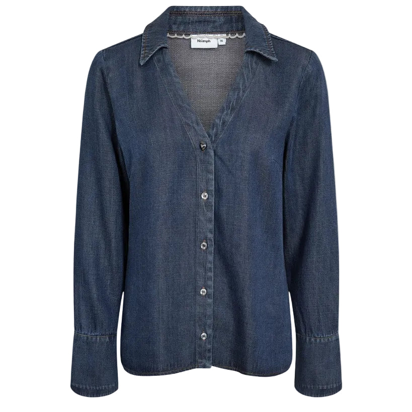 Numph NUAlona women's dark blue denim shirt
