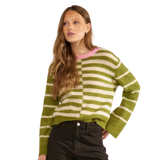 Numph NURiette women's calla green striped jumper