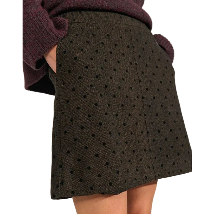Numph NUAmia women's black coffee textured mini skirt