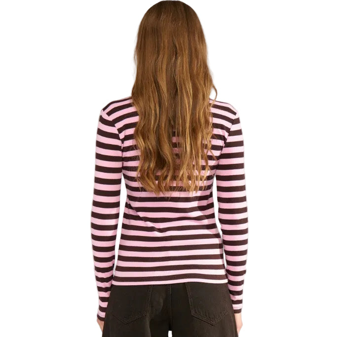 Numph NUMixie women's pink and brown striped top