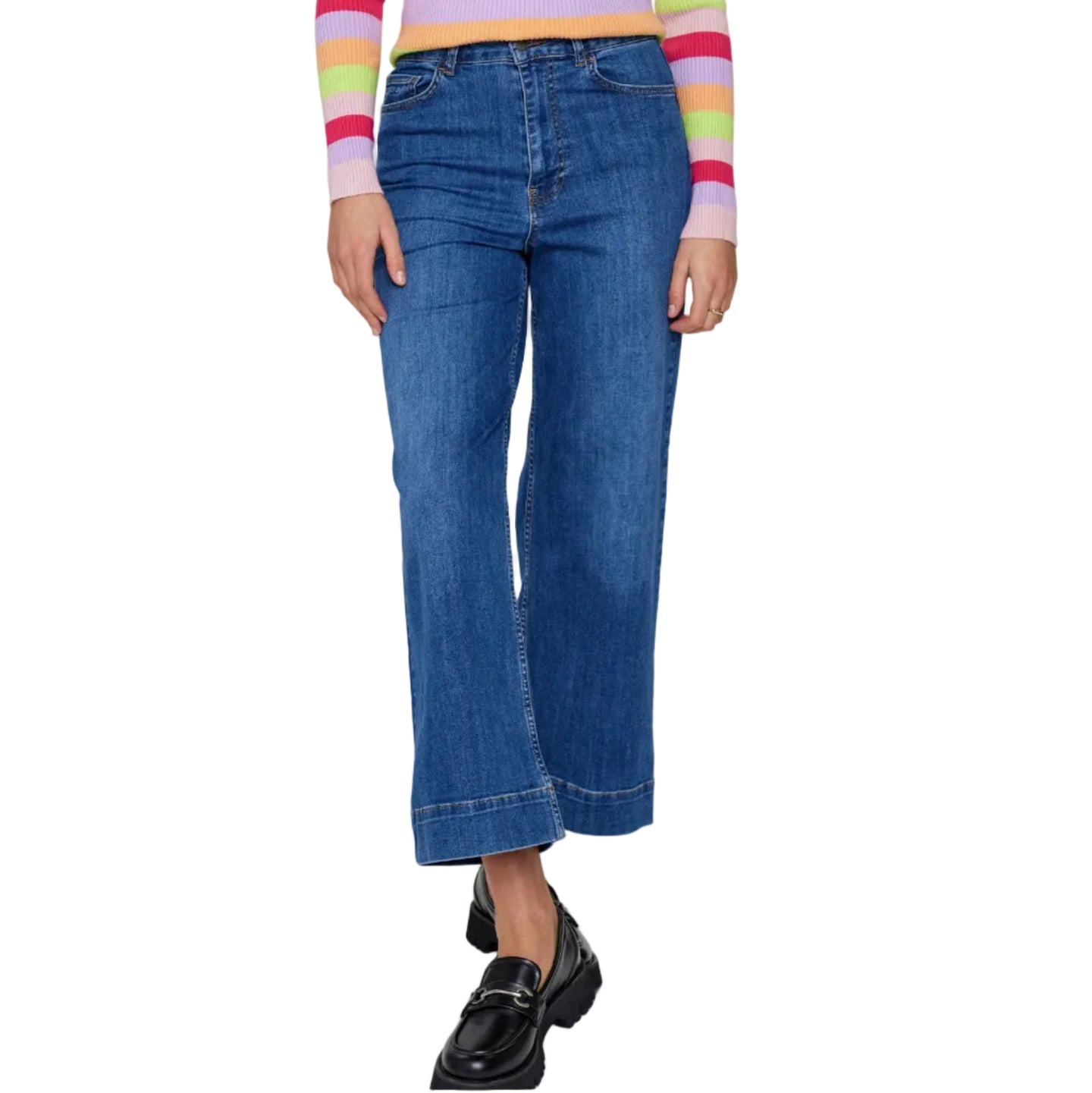 Numph Womens Paris HR Wide Jeans Medium Blue Denim