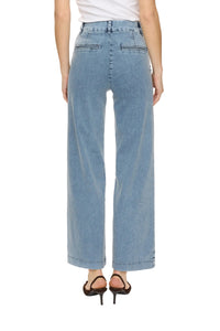 Numph Womens High Rise Jeans Amber Wide Light Blue Stonewash Denim