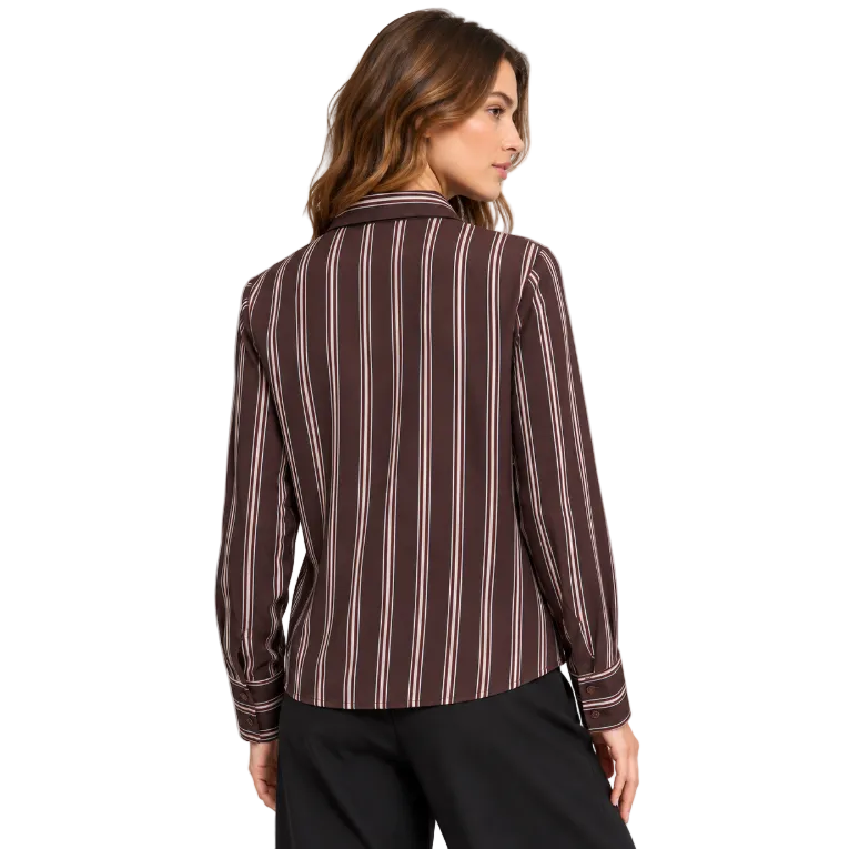Numph Nujoni Long Sleeve Striped Shirt Chocolate Plum