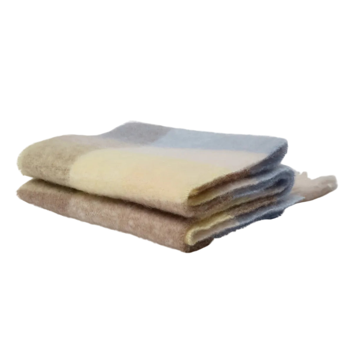 Nümph women's pastel check scarf in soft blue and neutral tones with fringed ends