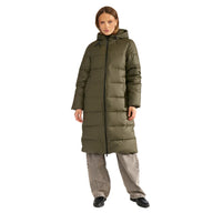 Nümph women's forest green longline hooded puffer jacket