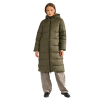 Nümph women's forest green longline hooded puffer jacket