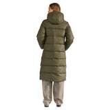 Nümph women's forest green longline hooded puffer jacket