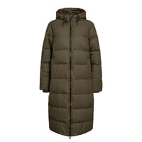 Nümph women's forest green longline hooded puffer jacket