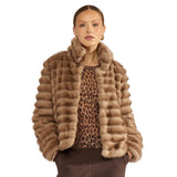 Nümph women's silver mink faux fur jacket with high collar
