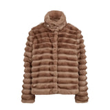 Nümph women's silver mink faux fur jacket with high collar