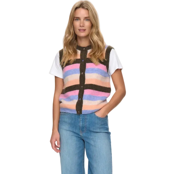 Numph Womens Nuriette Stripy Vest Sea Turtle
