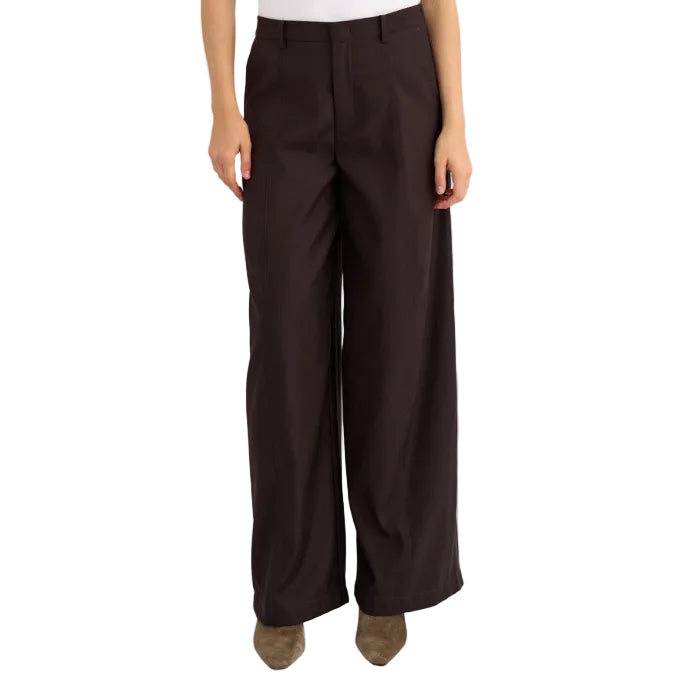 Numph Womens Wide Trousers NUBilla Chocolate Plum