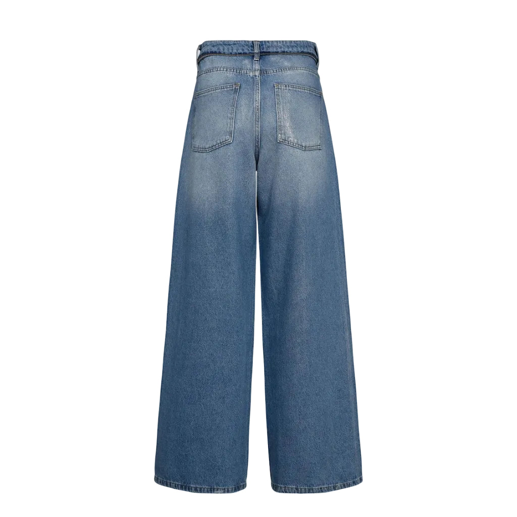 Numph Womens Jean Brooklyn Glam Blue Demin Silver Foil