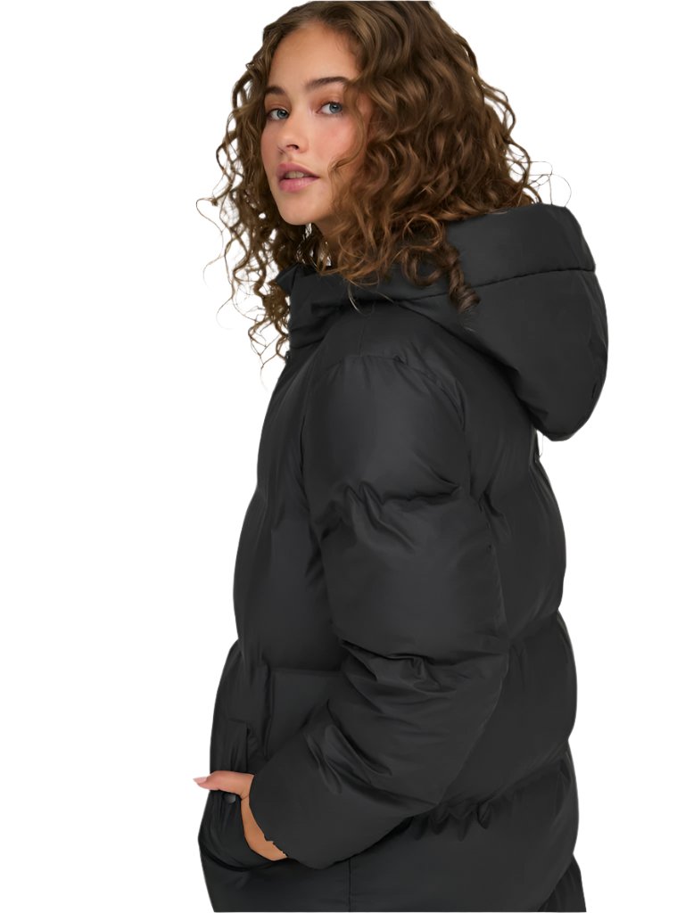 Only Womens Lea Rain Puffer Coat Black Donaghys