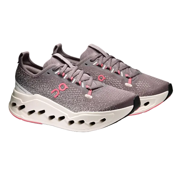 On Cloudsurfer Max women's pebble and oyster running shoes