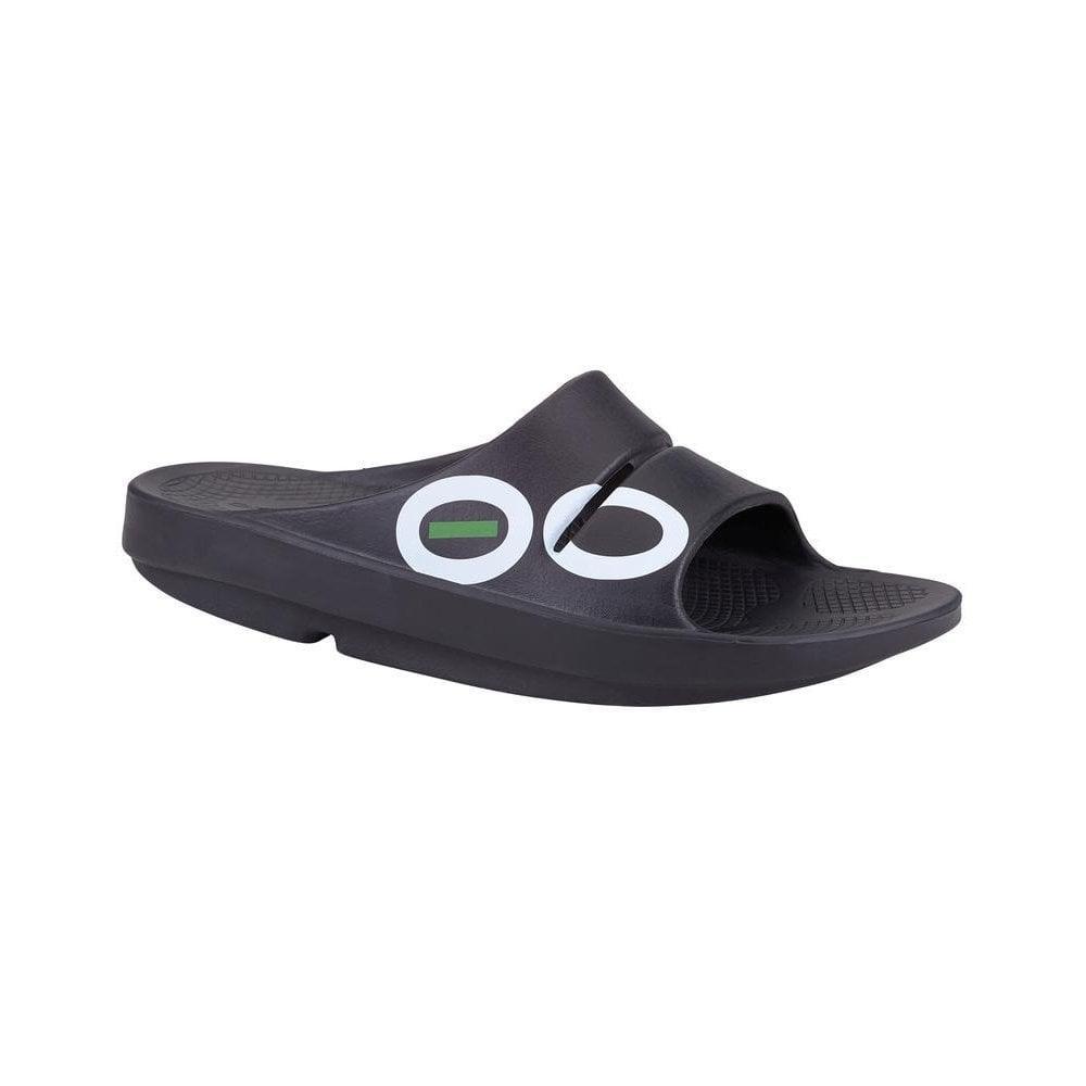 Oofos Mens Ooahh Sport Slide Black White