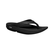 Oofos Oolala women's black patent recovery sandal