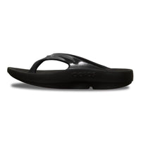 Oofos Oolala women's black patent recovery sandal