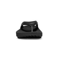 Oofos Oolala women's black patent recovery sandal