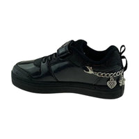 Lelli Kelly girls' black patent lace-up trainer