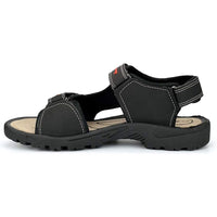 PDQ Mens Triple Touch Fastening Sports Sandal M993A Black/Grey