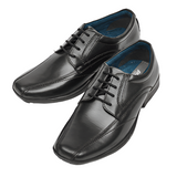 Pod Angus boys' black leather shoe